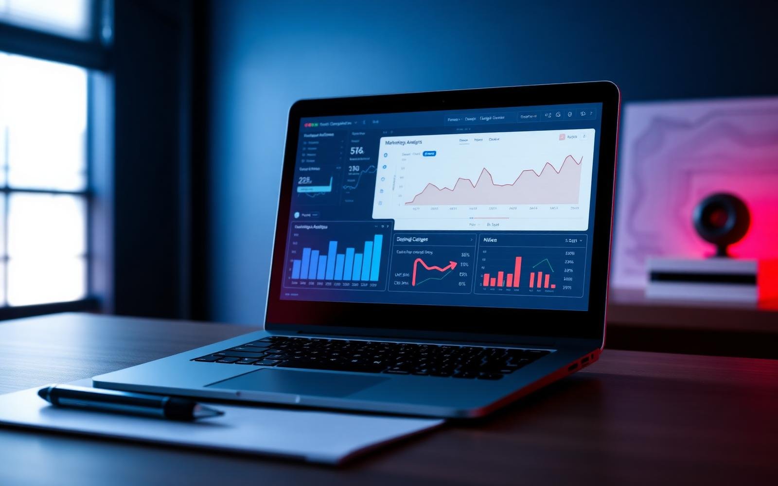 Digital marketing analytics dashboard on laptop